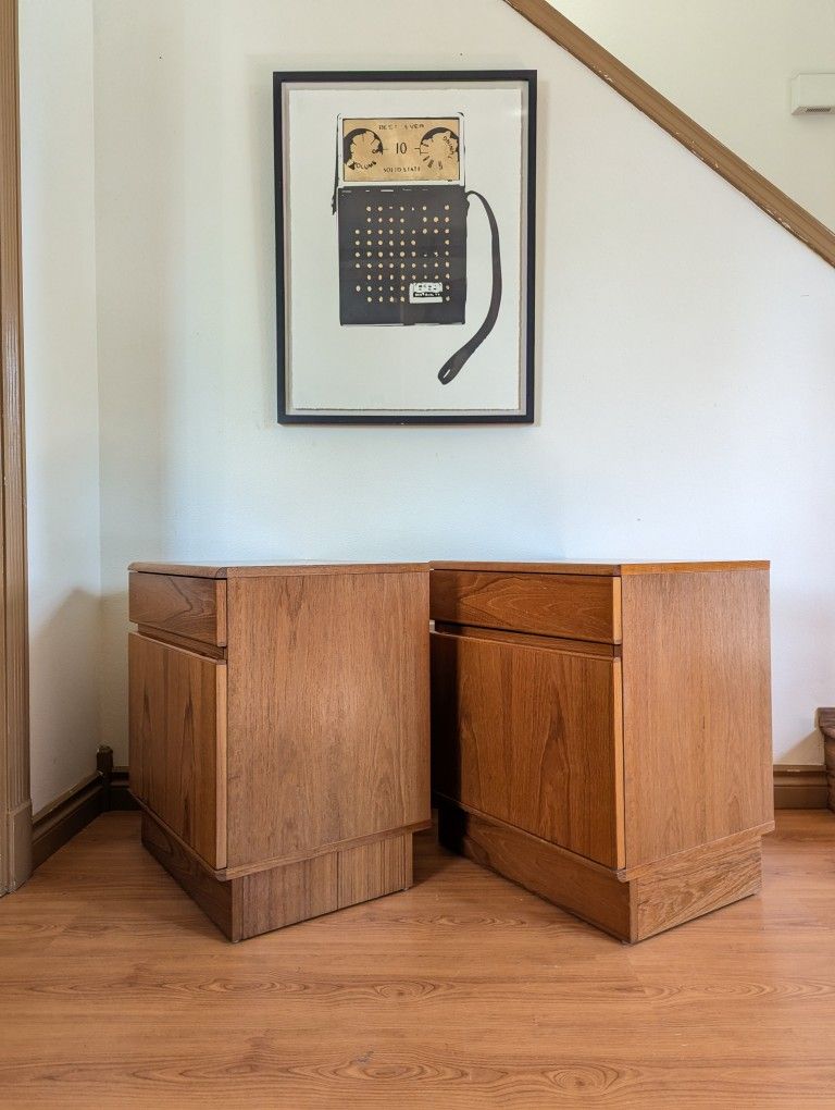 Pair of Mid Century Danish Modern Teak Nightstands by Nordic Home