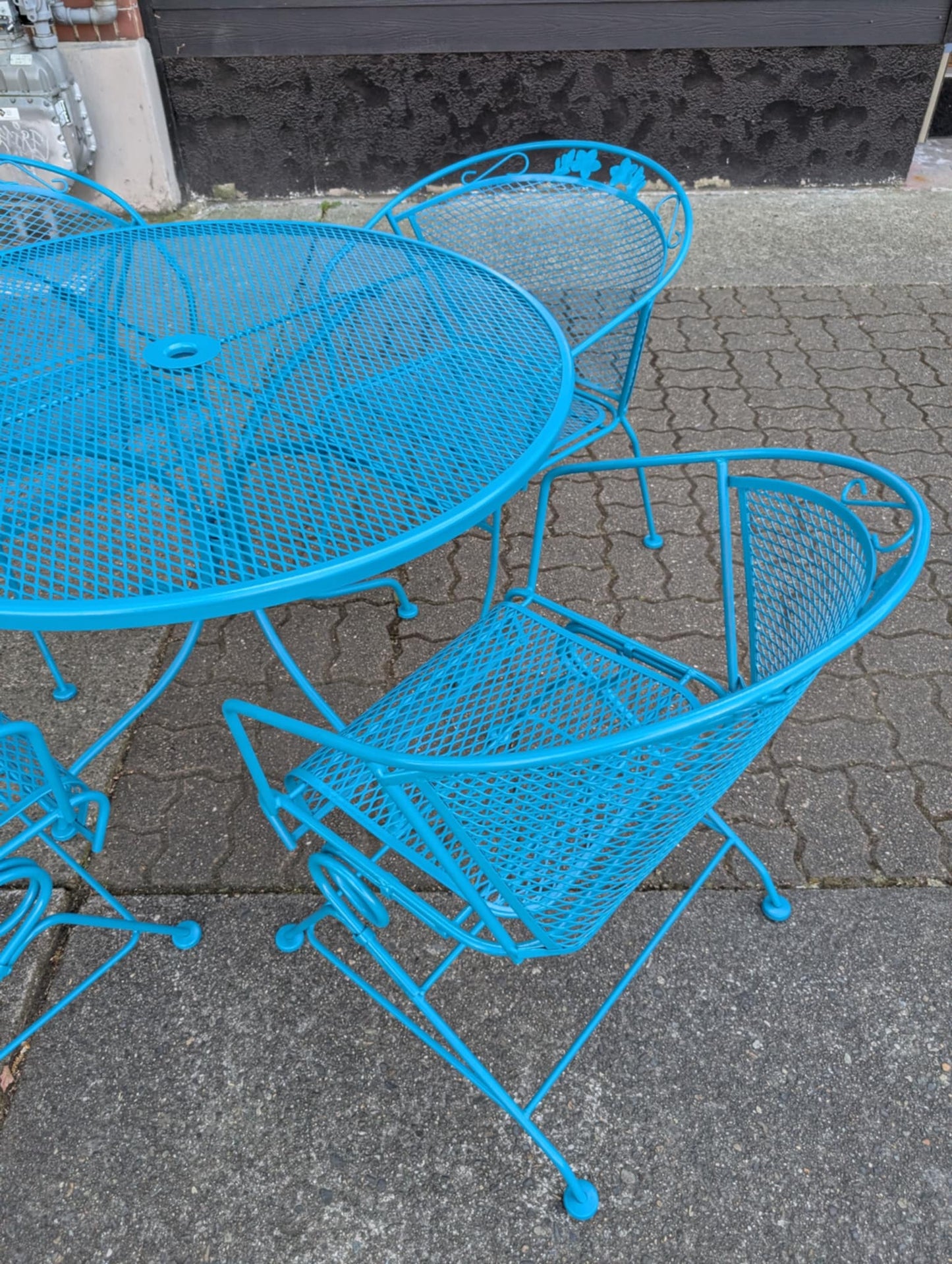 MCM 1960's Wrought Iron Patio Set in Lagoon
