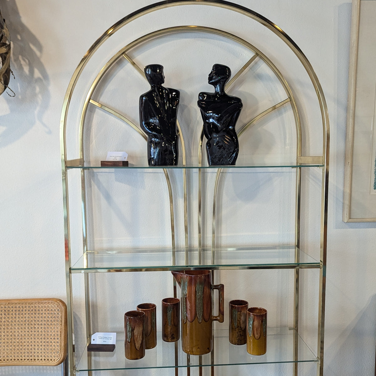 Brass Glass Arched Etagere