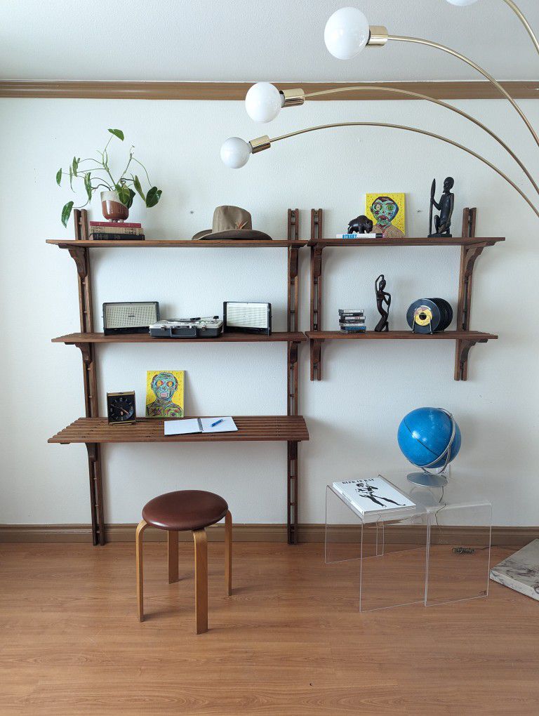 Vintage MCM Modular Wall Unit Desk & Display Shelf / Bookshelf / Shelves