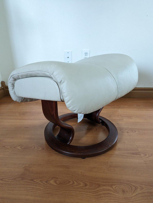 Ekornes Stressless Magic Collection White Paloma Leather Ottoman for Recliner Chair