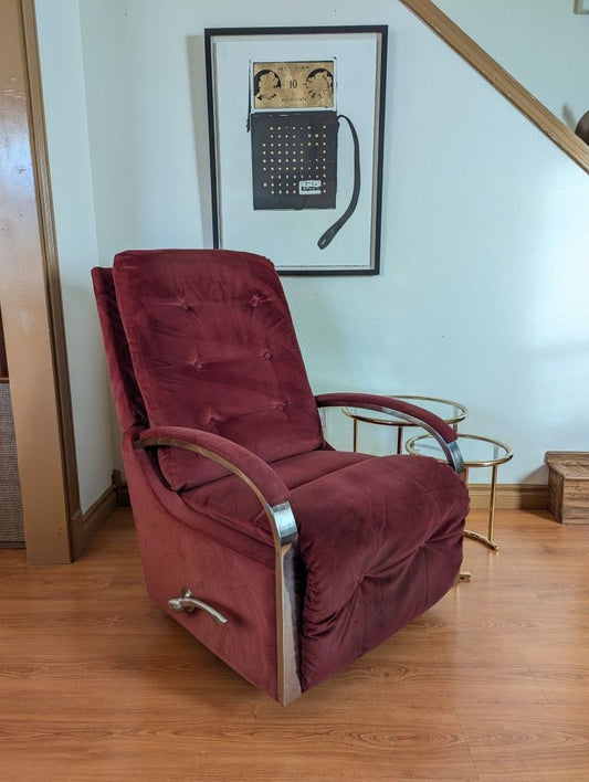 Cranberry Velvet Zero Gravity LA Z BOY Rocker Recliner Chair