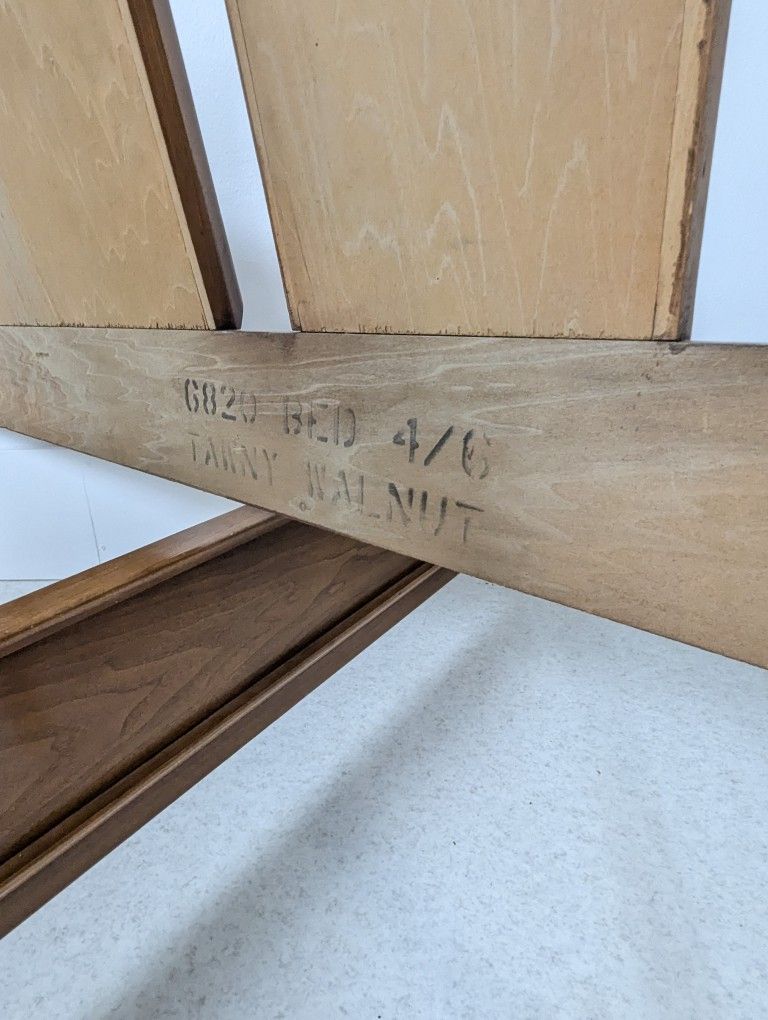 MCM Solid Walnut Full Sized Bed Frame w/ Headboard Footboard & Rails by Kent Coffey