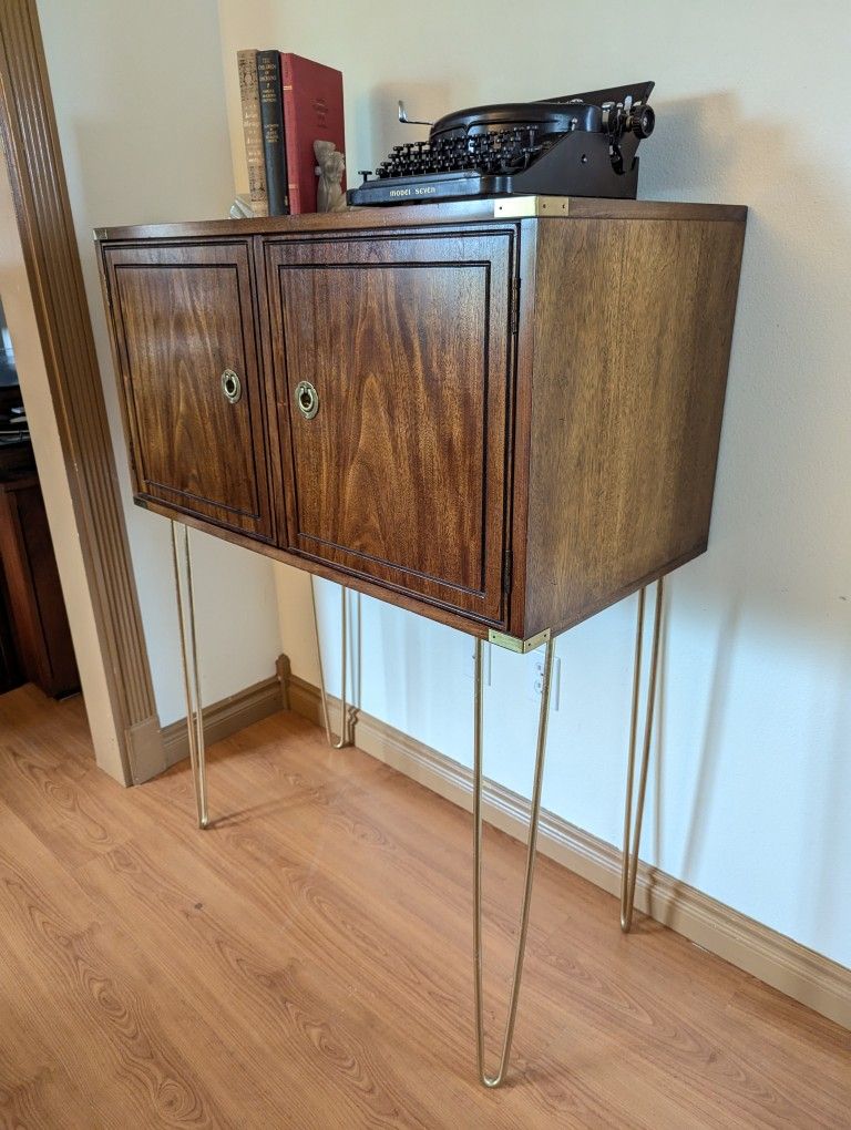 Mid Century Hollywood Regency / Campaign Bar & Record Cabinet by Thomasville