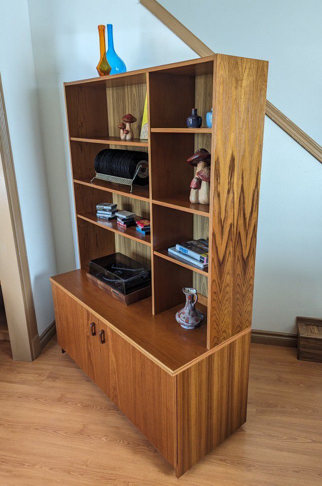 MCM Danish Modern Teak Record Player Stand & Bookshelf Wall Unit Made in Denmark!