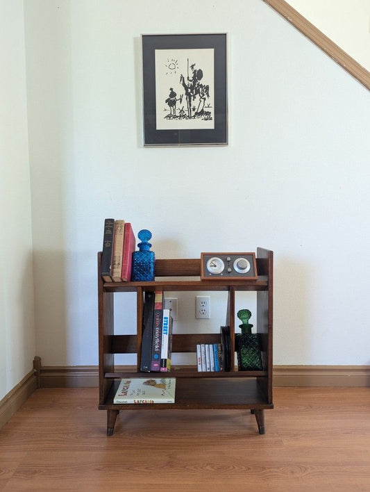 Mid Century Atomic Modern Solid Walnut Little Bookshelf