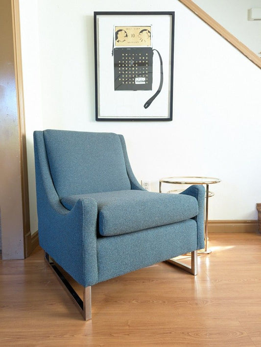MCM Green Tweed & Chrome Lounge Chair by Flexsteel