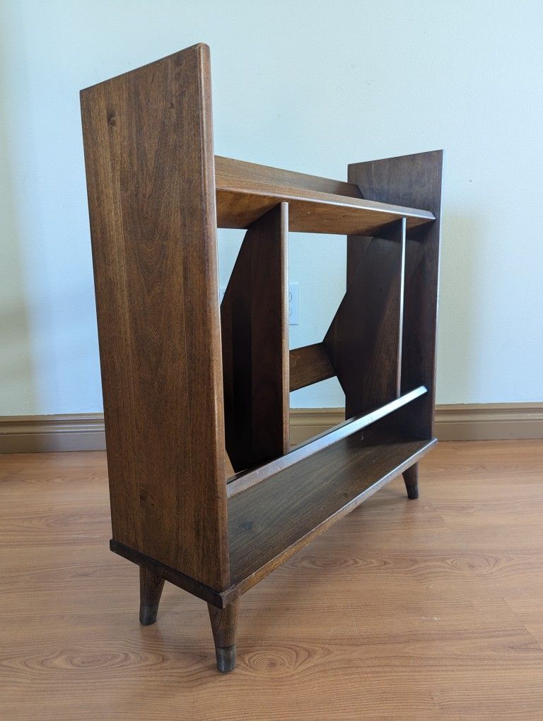 Mid Century Atomic Modern Solid Walnut Little Bookshelf