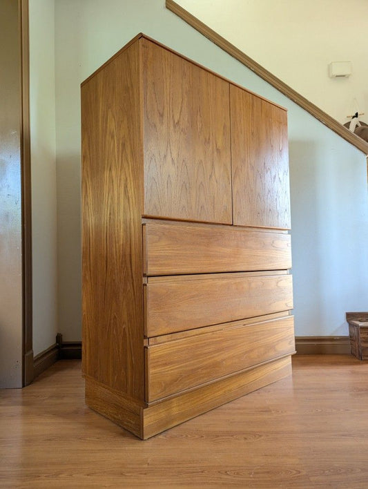 Mid Century Danish Modern Teak Armoire Dresser by Nordic Home