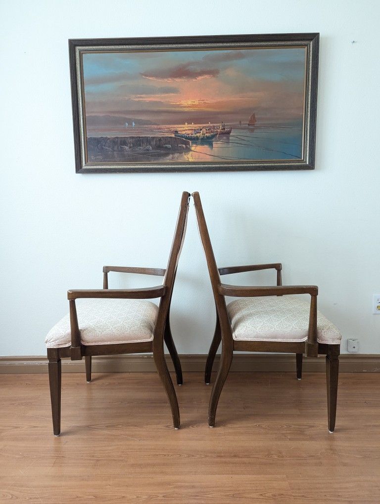 Vintage Set Of 4 MCM Walnut Dining Chairs