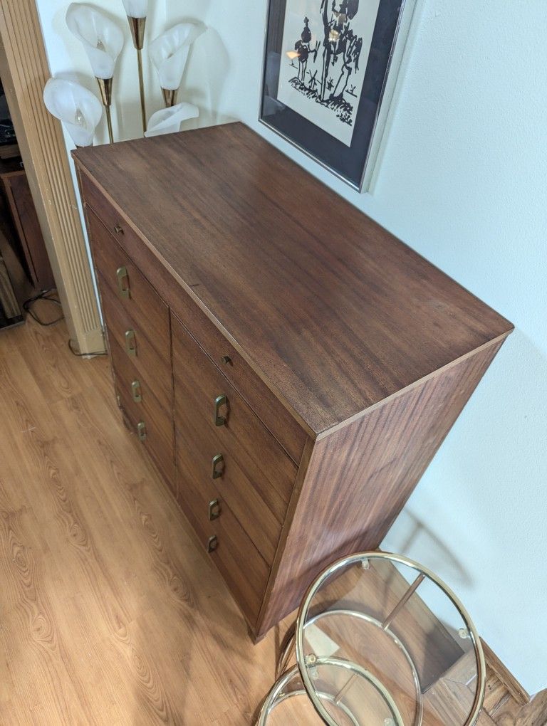 Mid Century Modern Antique 5 Drawer Highboy Dresser
