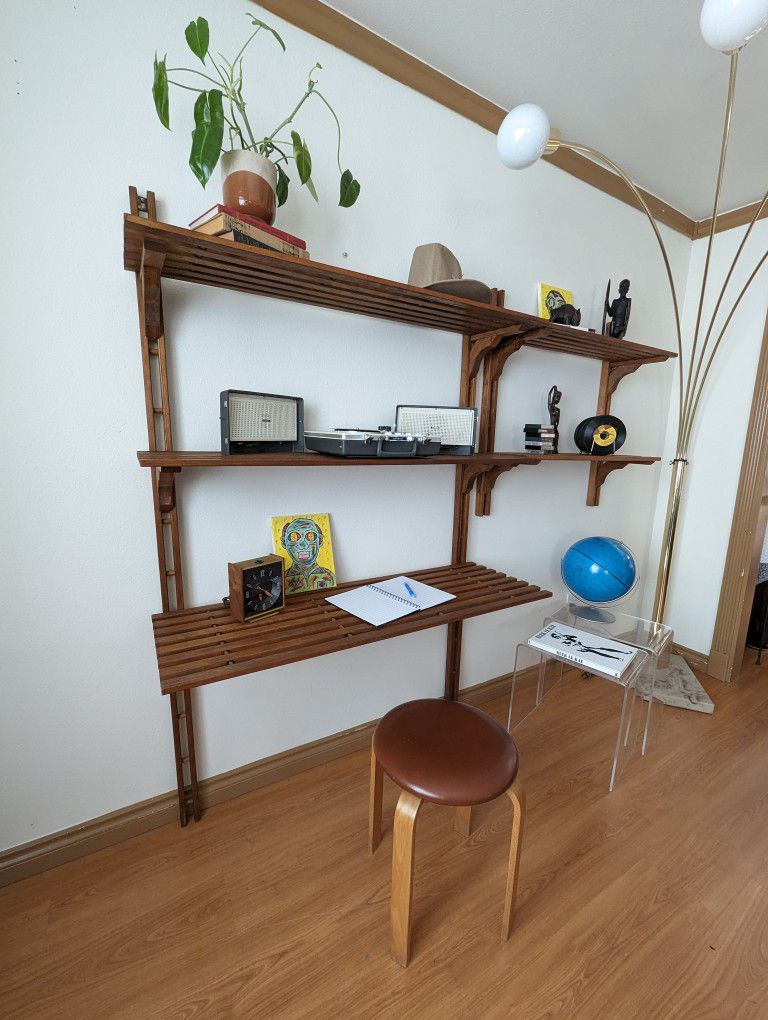 Vintage MCM Modular Wall Unit Desk & Display Shelf / Bookshelf / Shelves