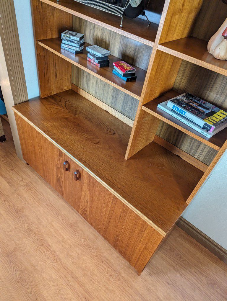 MCM Danish Modern Teak Record Player Stand & Bookshelf Wall Unit Made in Denmark!