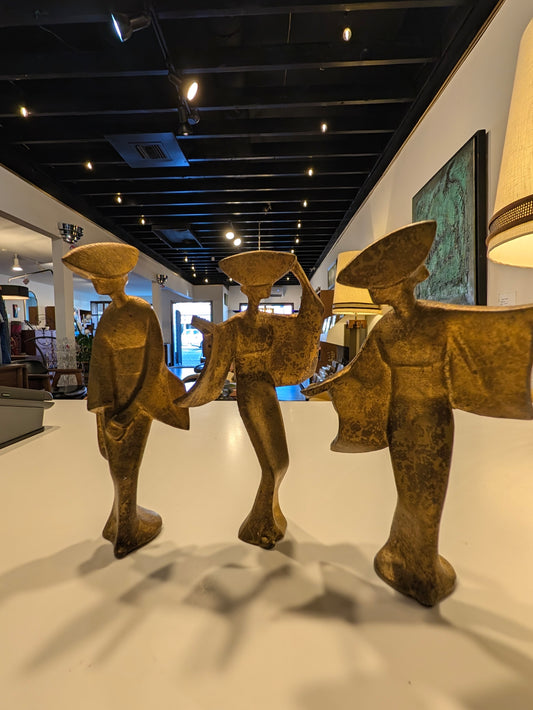 Set of 3 Bronze Geisha Statues
