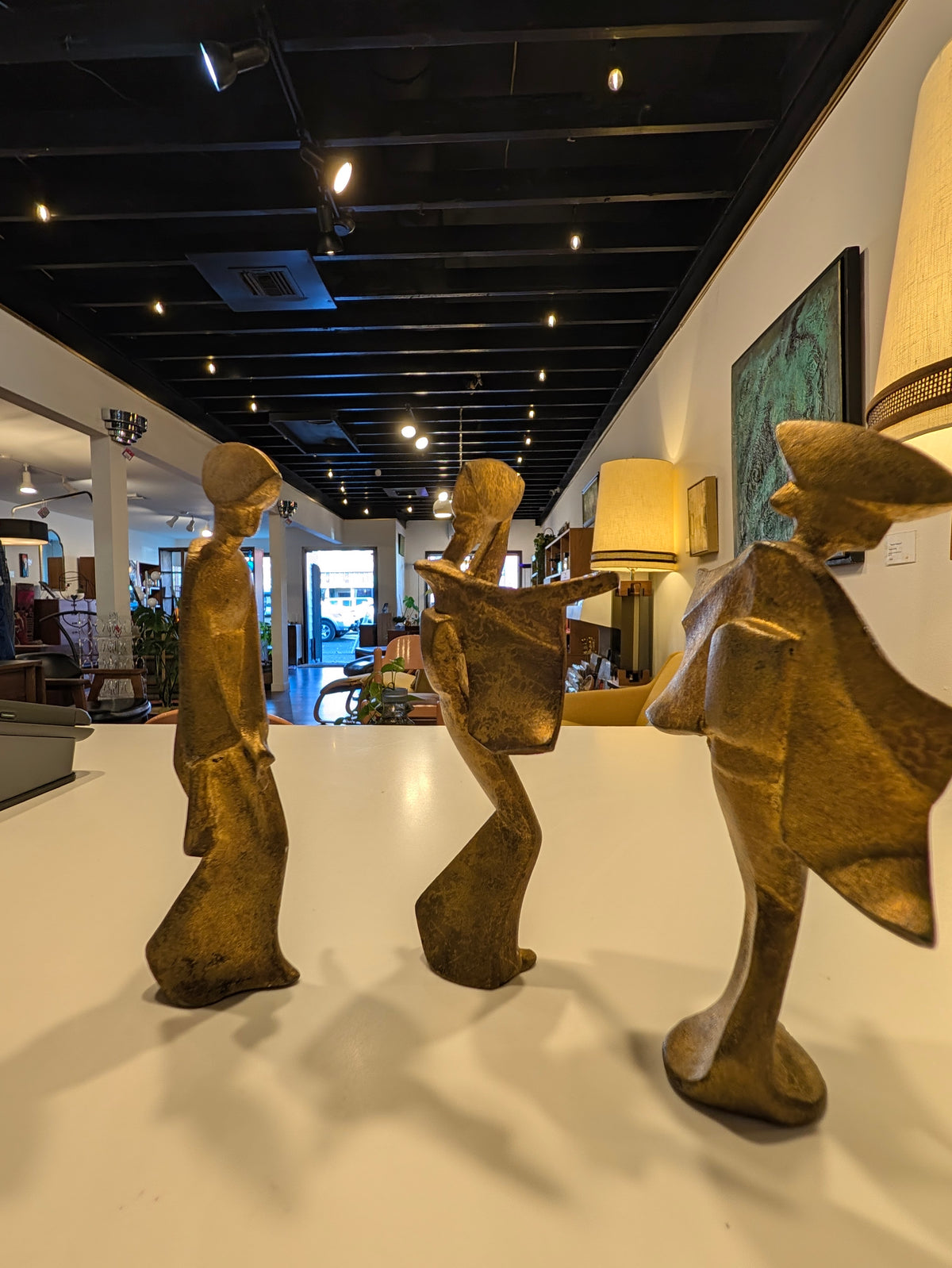 Set of 3 Bronze Geisha Statues