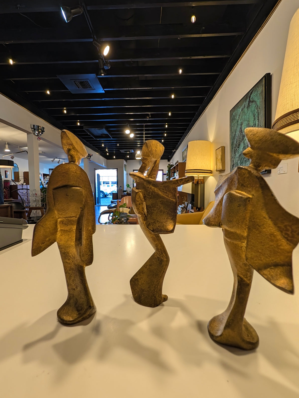 Set of 3 Bronze Geisha Statues