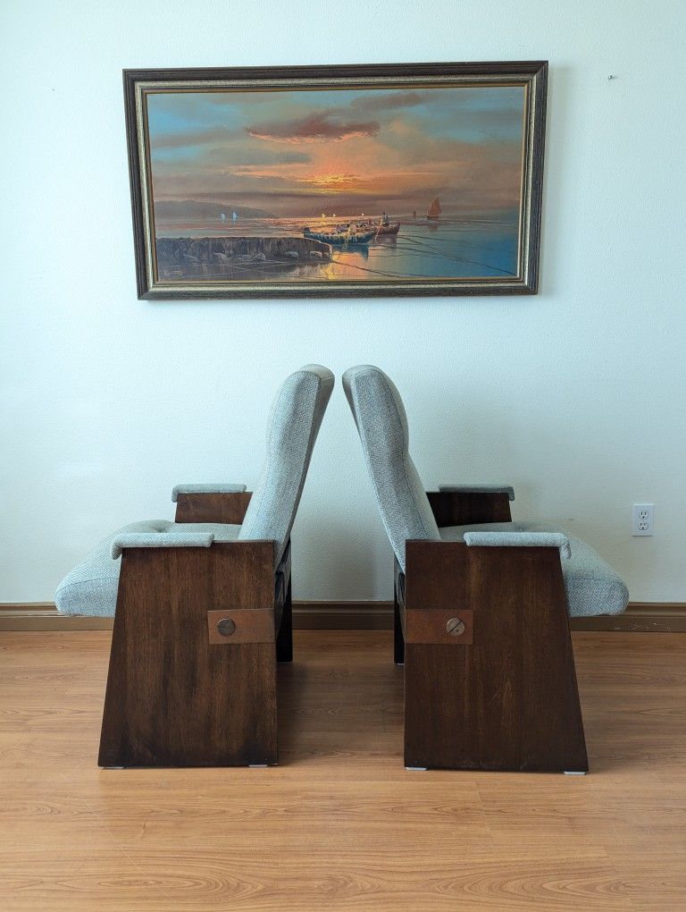 Mid Century Brutalist Set of 6 Staccato Dining Chairs by Lane