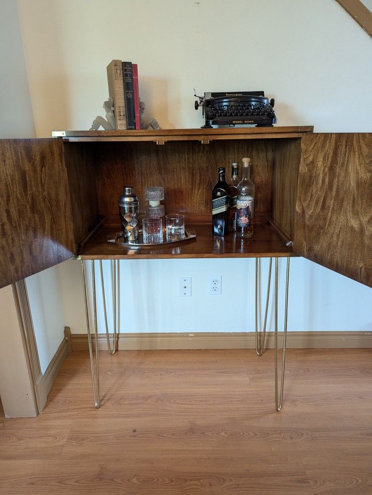 Mid Century Hollywood Regency / Campaign Bar & Record Cabinet by Thomasville