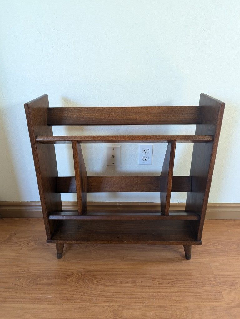 Mid Century Atomic Modern Solid Walnut Little Bookshelf