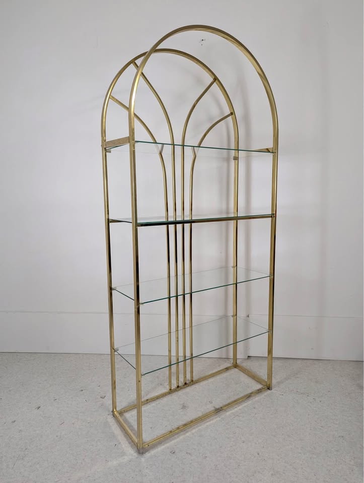 Vintage Brass & Glass Art Deco Revival 4 Tiered Etagere