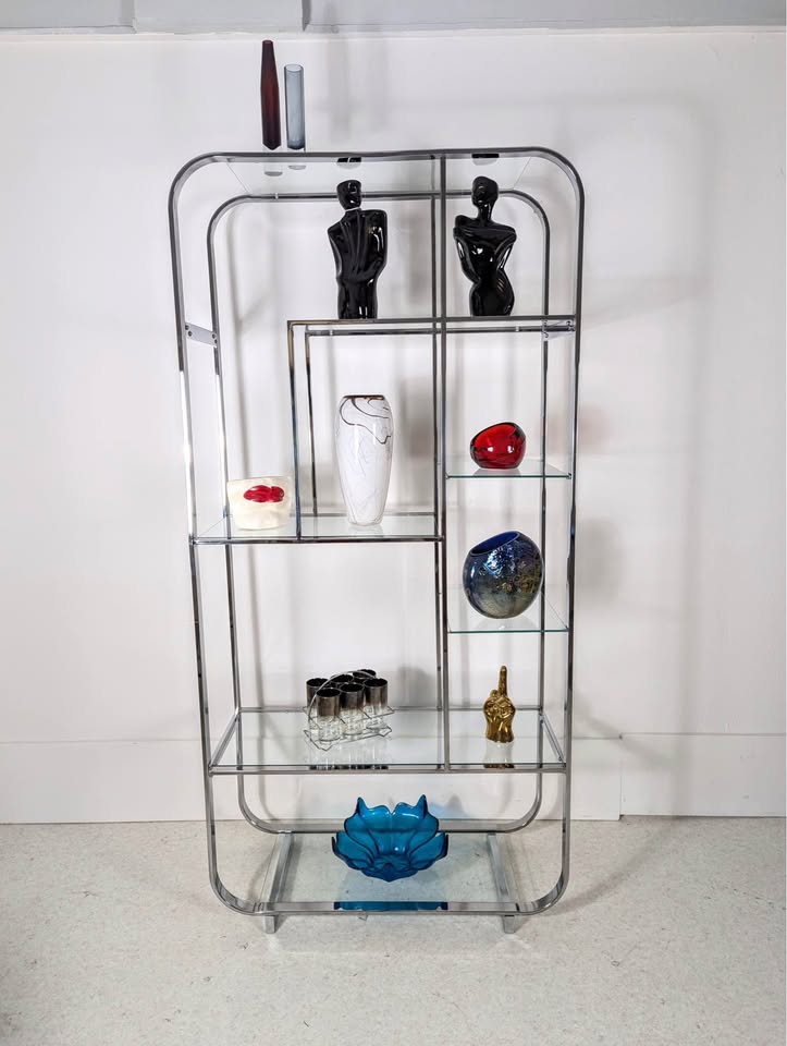 Mid Century Modern Vintage Chrome & Glass Etagere by DIA