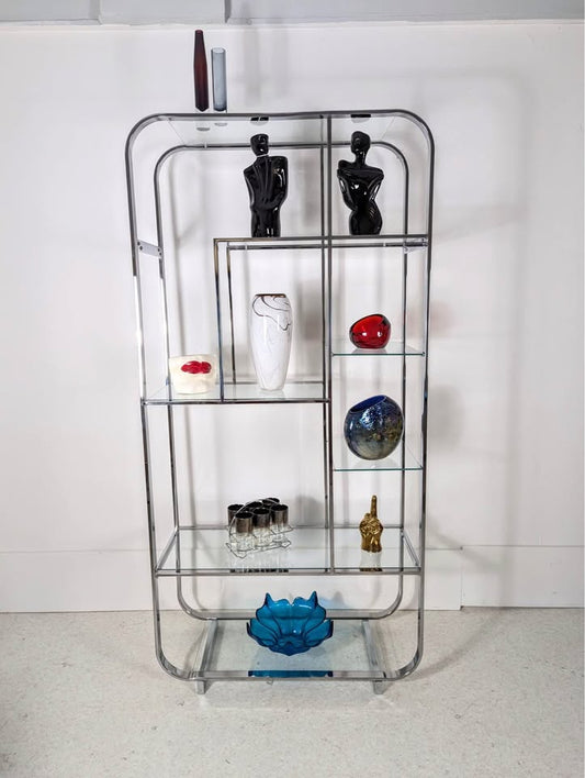 Mid Century Modern Vintage Chrome & Glass Etagere by DIA