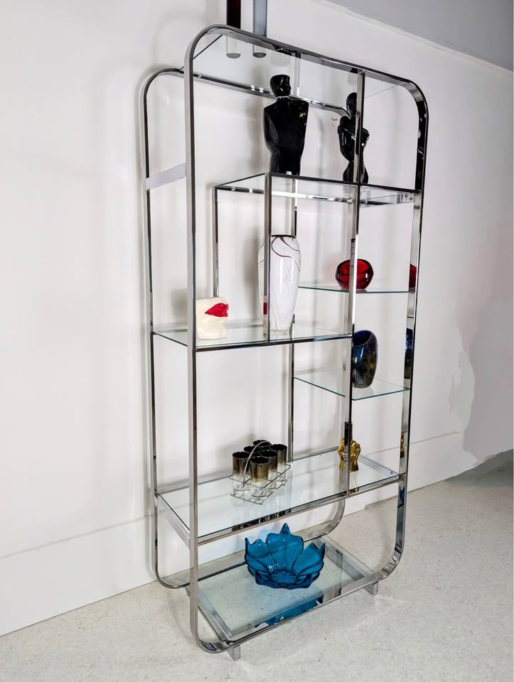 Mid Century Modern Vintage Chrome & Glass Etagere by DIA