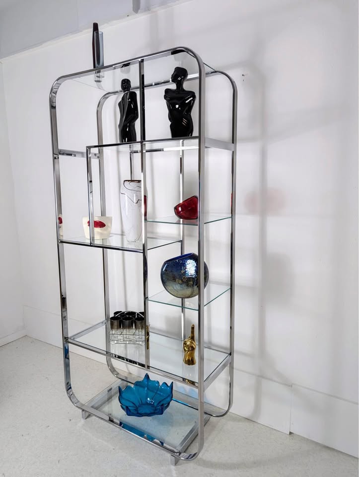 Mid Century Modern Vintage Chrome & Glass Etagere by DIA