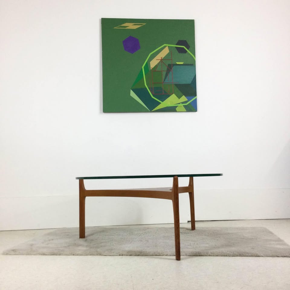 Large Geometric Green Original Artwork Signed by Heaney