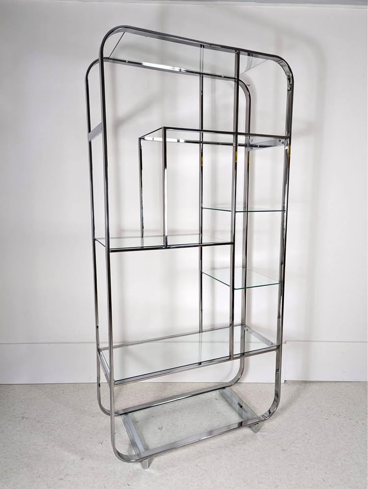 Mid Century Modern Vintage Chrome & Glass Etagere by DIA