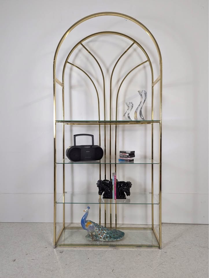 Vintage Brass & Glass Art Deco Revival 4 Tiered Etagere