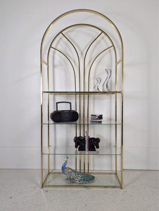 Vintage Brass & Glass Art Deco Revival 4 Tiered Etagere