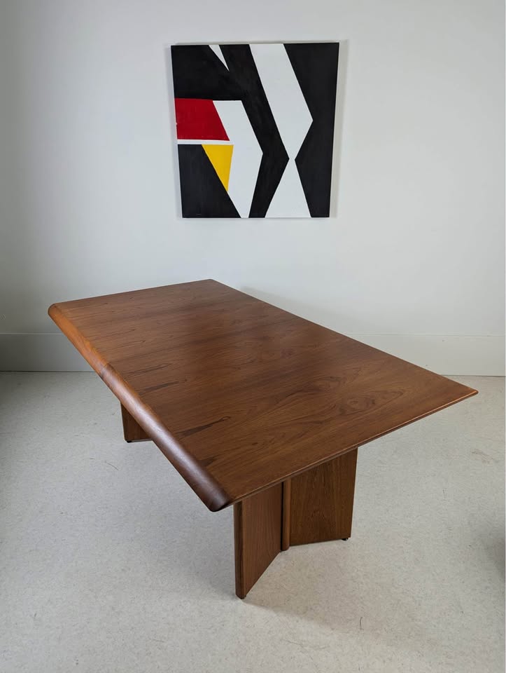 Mid Century Danish Modern Teak Dining Table w/ 2 Extensions