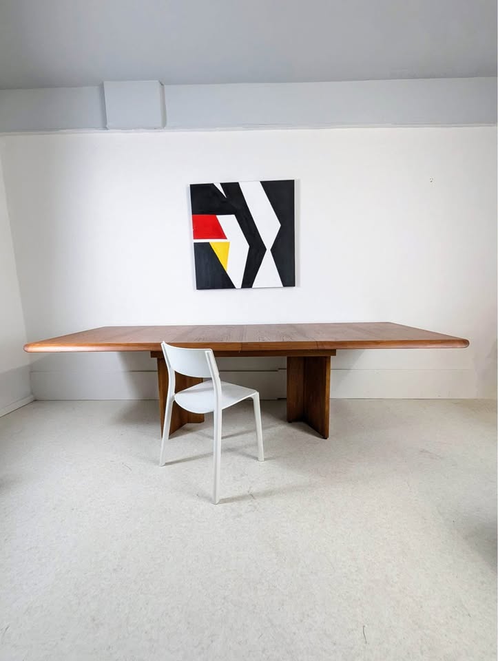 Mid Century Danish Modern Teak Dining Table w/ 2 Extensions