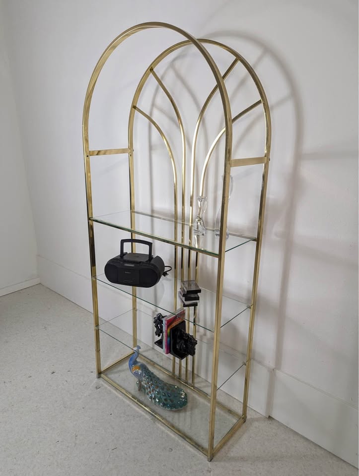 Vintage Brass & Glass Art Deco Revival 4 Tiered Etagere