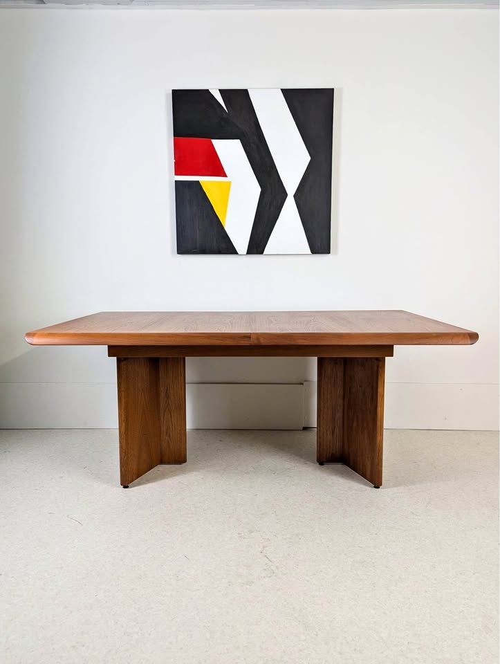 Mid Century Danish Modern Teak Dining Table w/ 2 Extensions