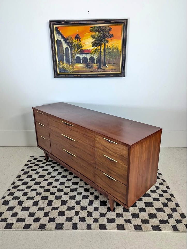 Gorgeous MCM “The Tableau” 9 Drawer Lowboy Dresser by Kent Coffey