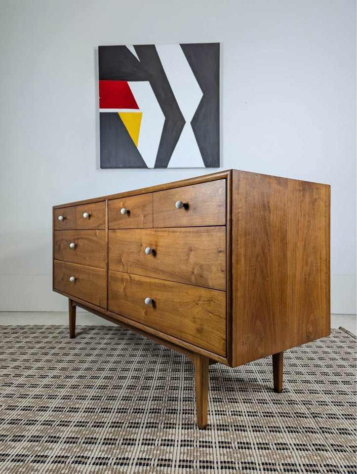 MCM 8 Drawer Walnut Dresser by Kipp Stewart for Drexel Declaration
