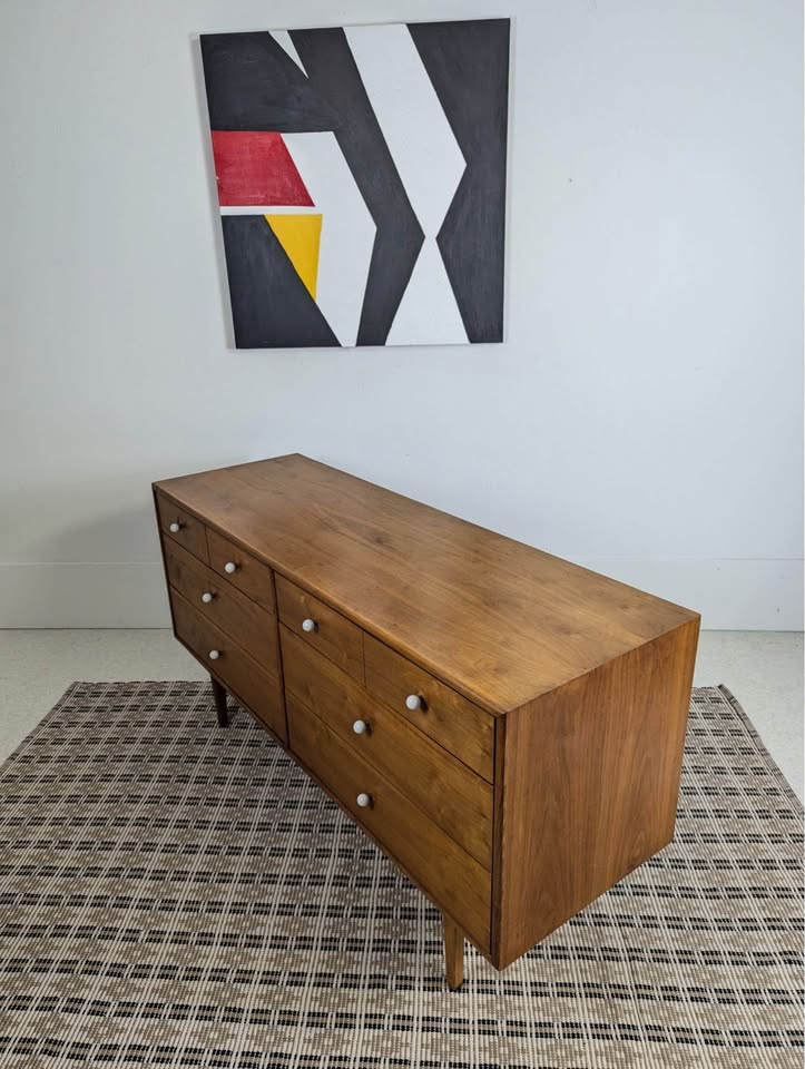 MCM 8 Drawer Walnut Dresser by Kipp Stewart for Drexel Declaration