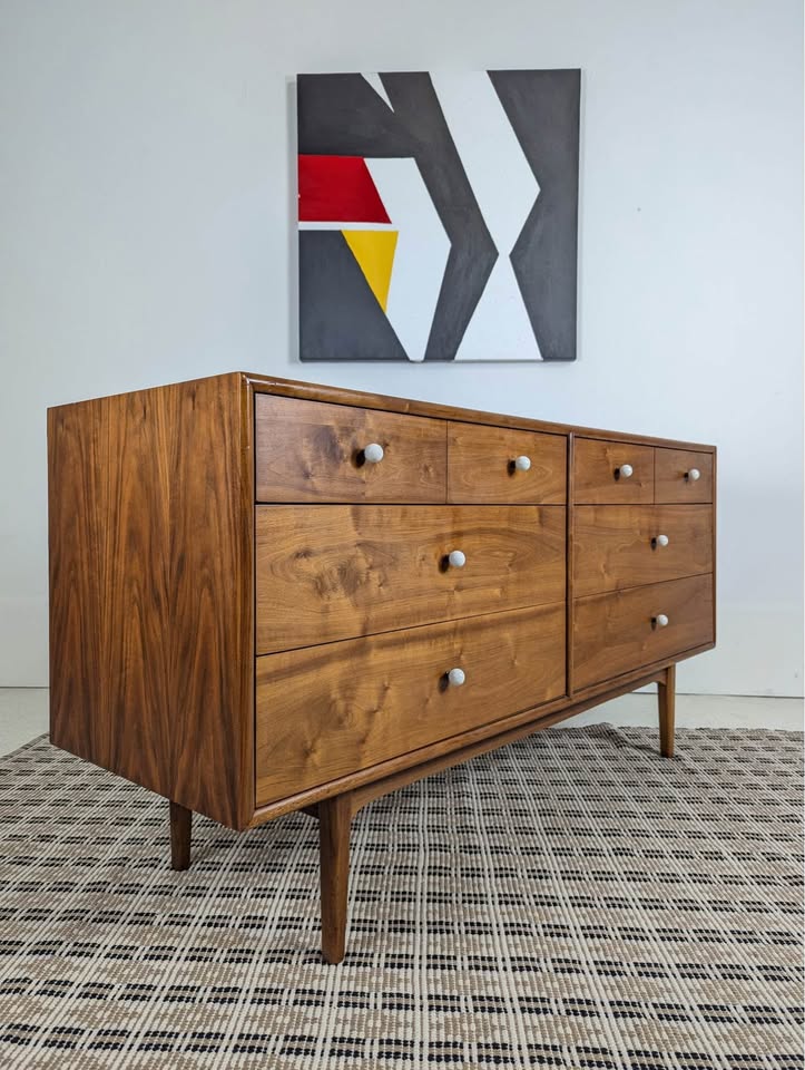 MCM 8 Drawer Walnut Dresser by Kipp Stewart for Drexel Declaration