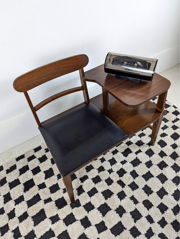 MCM Walnut Telephone Bench w/ Laminate Top