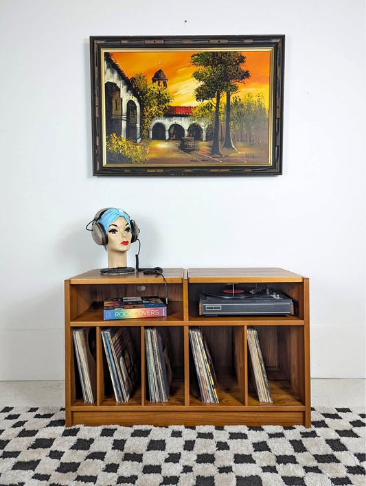Mid Century Danish Modern Teak Record Player Stand & Storage
