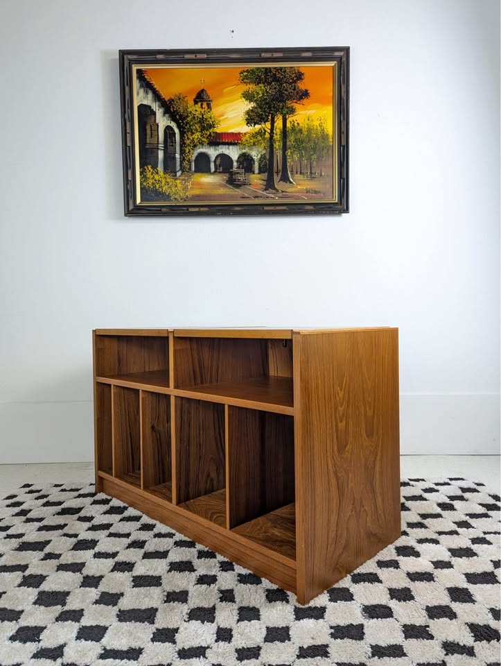 Mid Century Danish Modern Teak Record Player Stand & Storage