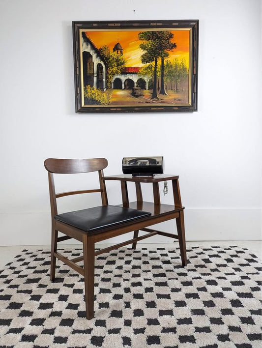 MCM Walnut Telephone Bench w/ Laminate Top