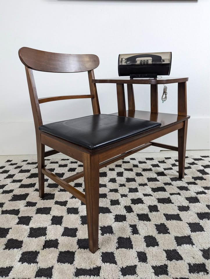 MCM Walnut Telephone Bench w/ Laminate Top