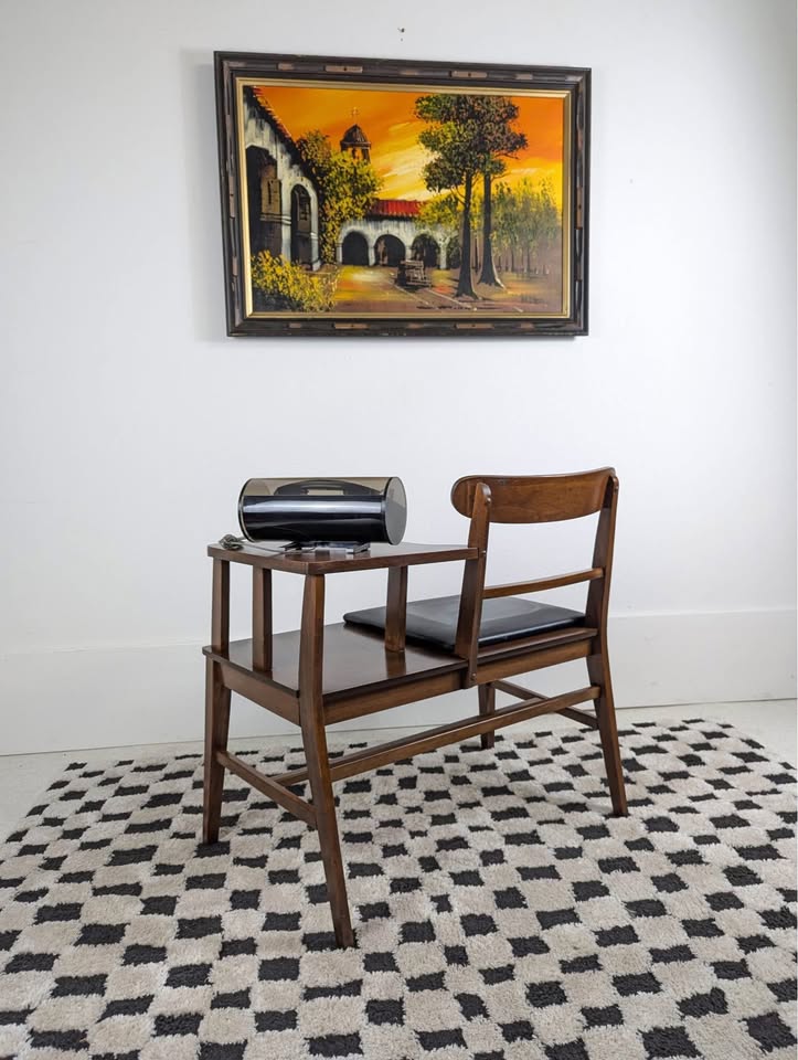 MCM Walnut Telephone Bench w/ Laminate Top