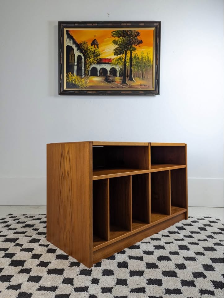 Mid Century Danish Modern Teak Record Player Stand & Storage