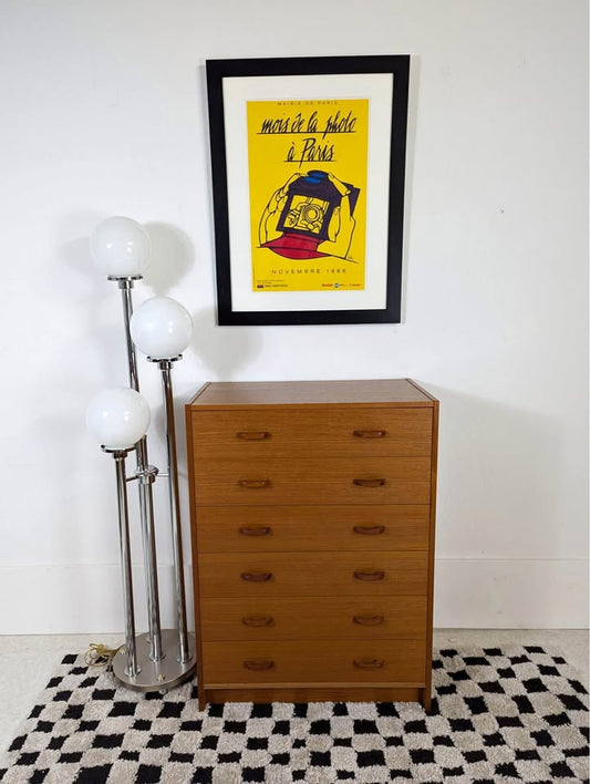 Mid Century Danish Modern 6 Drawer Teak Highboy / Lingerie Chest