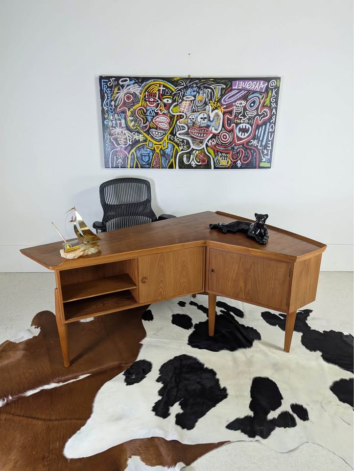 Danish Modern Teak Boomerang Desk by Arne Hovmand-Olsen