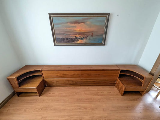 Mid Century Modern Danish Teak King Bed and Nightstands